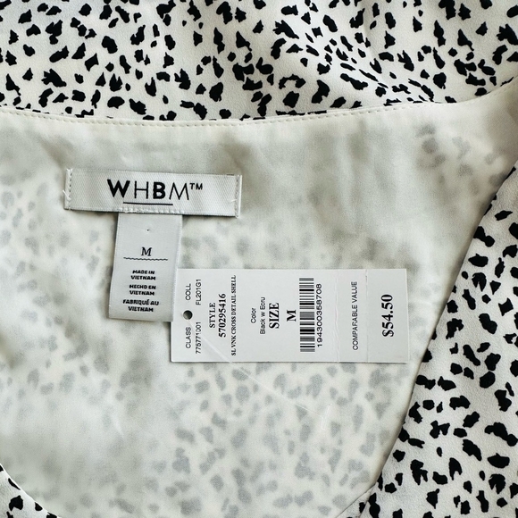 NWT Women Tank Top White House Black Market Black White Cross V- Neck Blouse Top - Picture 8 of 9